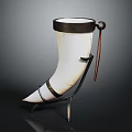 Horn Shaped Commercial Equipment White Body Black Rim With Metal Stand And Red String