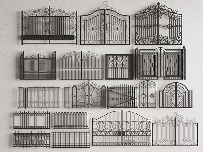 Various Ornate Iron Gates Featuring Intricate Designs And Decorative Patterns 3d model
