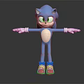 Blue Hedgehog Character Featuring Blue Body White Gloves Red Shoes Green Eyes And Outstretched Arms