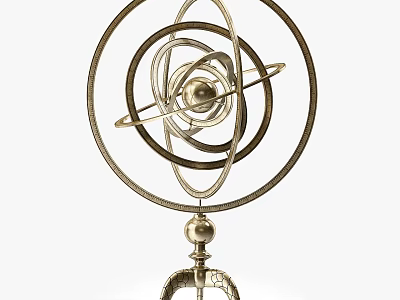 Ornamental Metal Sphere Sculpture with Intricate Ring Design and Decorative Base 3d model