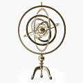 Ornamental Metal Sphere Sculpture with Intricate Ring Design and Decorative Base