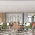 Modern Luxury Sales Office Interior With Marble Wall Building Model Display And Green Plants