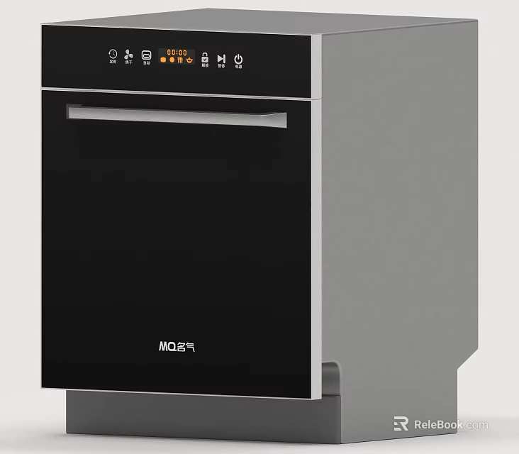 Midea Modern Kitchen Appliance With Black Silver Design Digital Control Panel And Sleek Exterior 3d model 
