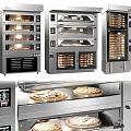 Stainless Steel Kitchen Appliances Featuring Multiple Ovens For Pizza And Bread Baking 3d model