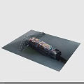 Container Ship Loaded With Containers Collided With Bridge Structure Accident Scene 3d model