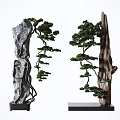 Natural Style Decorative Ornament Set With Rock Tree And Green Plants