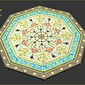 Octagonal Decorative Tile With Intricate Floral Geometric Patterns Blue Red Yellow Colors For Floor Decoration