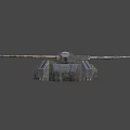 Industrial Equipment With Mechanical Geometric Design Gray Metallic Body And Bladed Components