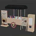 Pink Mobile Food Cart With Black Canopy And Menu Boards For Drinks Service