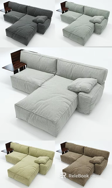 Light Gray L Shaped Fabric Sectional Sofa With Comfortable Cushions And Modern Design 3d model 