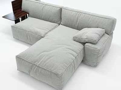 Light Gray L Shaped Fabric Sectional Sofa With Comfortable Cushions And Modern Design 3d model