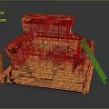 Two Story Traditional Thatched Building With Bamboo Walls Thatched Roof And Wooden Staircase