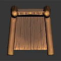 Rustic Wooden Chair With Pointed Top Backrest And Armrests In Brown Finish