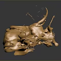 Golden Game And Movie Character Sculptural Design With Mythical Fluid Dynamic Structure
