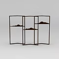 Modern Room Divider Screen With Black Frame And Mountain Shaped Decorations 3d model