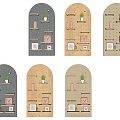 Stylish Wall Decor With Arched Design Multiple Shelves Pegs And Decorative Items 3d model