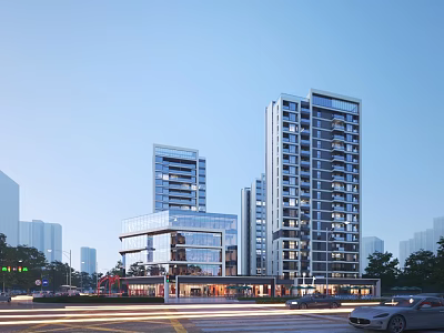Modern Commercial Street Featuring High rise Buildings And Contemporary Urban Architectural Design 3d model