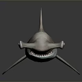 3D Rendered Pink And White Hammerhead Shark On Dark Background With Reflection Effect