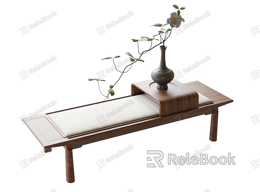 Modern Bed End Stool Bench Vase Flower Art model