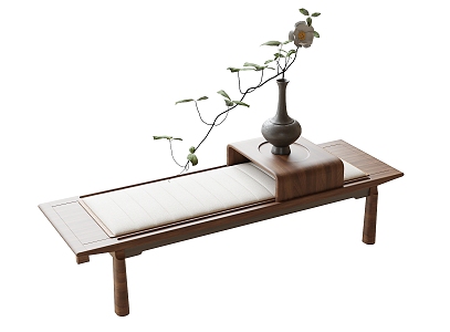 Modern Bed End Stool Bench Vase Flower Art 3d model