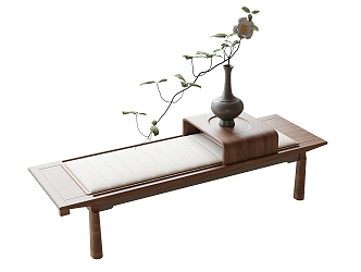 Modern Bed End Stool Bench Vase Flower Art 3d model