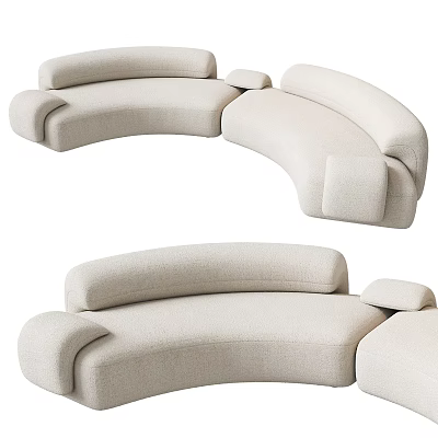 Modern Curved Sectional Sofa With Beige Upholstery And Comfortable Seats 3d model