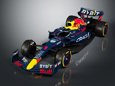 Red Bull Formula 1 Race Car With BYBIT Oracle Logos Blue Yellow Livery Design 3d model