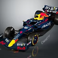 Red Bull Formula 1 Race Car With BYBIT Oracle Logos Blue Yellow Livery Design