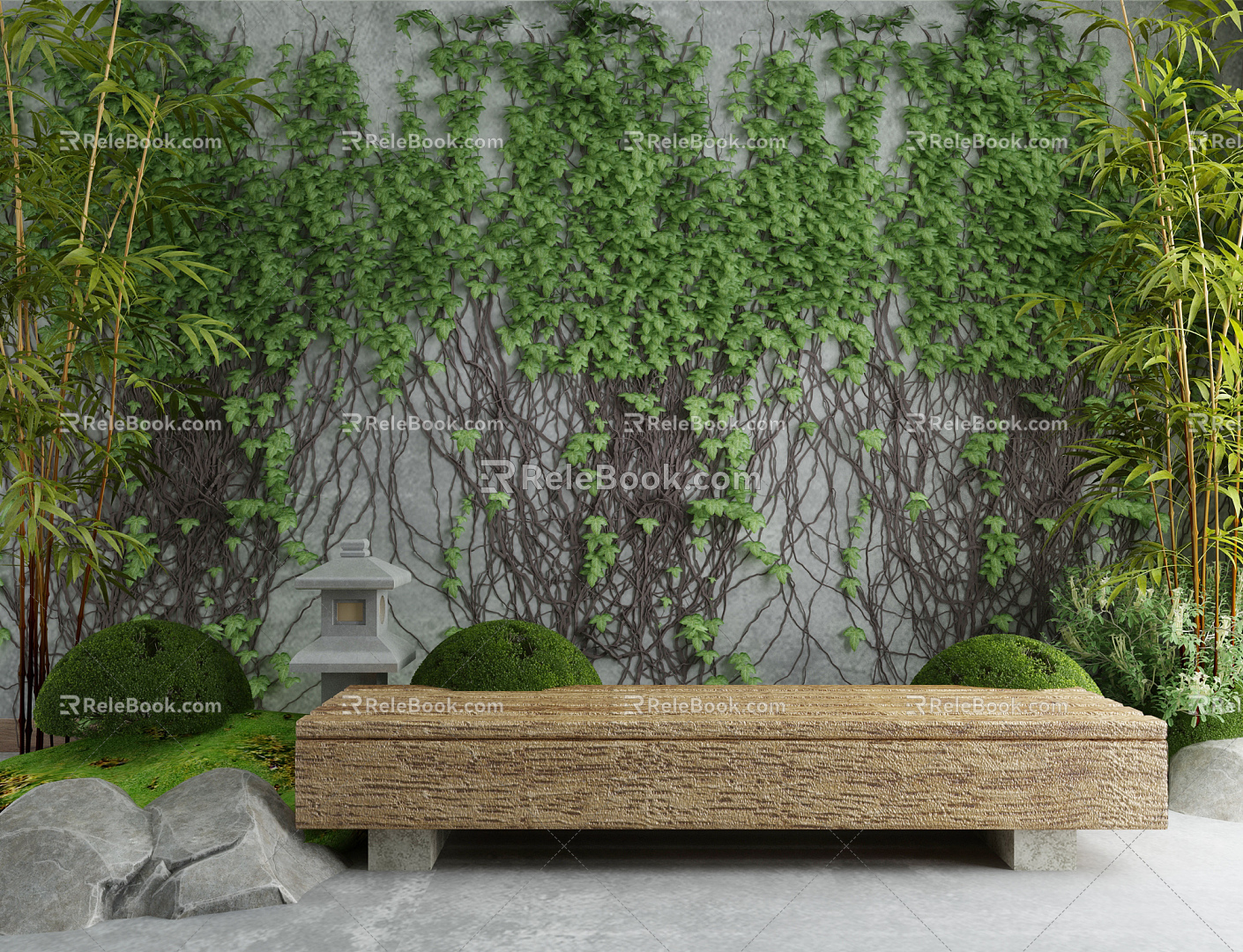 New Chinese Gardening Sits Courtyard Landscape 3d model