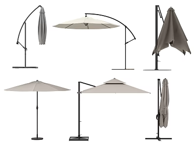 Outdoor Sofa With Stylish Cantilever Umbrellas For Patio Seating Space 3d model