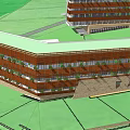 Modern Multi storey Hotel Building With Green Roof And Brown Exterior