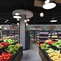 Well Organized Supermarket Interior With Shelves Of Groceries Fresh Produce Drinks And Snacks