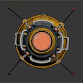 Yellow Spherical Mechanical Device With Silver Long Tubes Red Tips And Connecting Structures