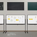 Whiteboards and Blackboards with Sticky Notes on Standing Frames for Collaboration 3d model