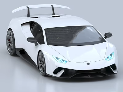 White Modern Sports Car With Sleek Body Design Rear Spoiler LED Headlights And Alloy Wheels 3d model