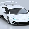 White Modern Sports Car With Sleek Body Design Rear Spoiler LED Headlights And Alloy Wheels