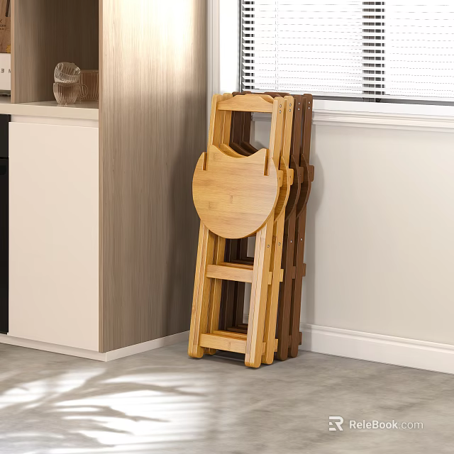 Indoor Wooden Folding Leisure Chair Simple Design With Cabinet And Window 3d model 