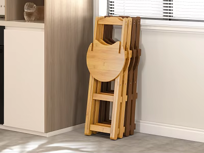 Indoor Wooden Folding Leisure Chair Simple Design With Cabinet And Window 3d model