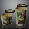 Delicious Chocolate And Mint Chocolate Ice Cream In Paper Tubs With Colorful Lids