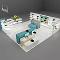 Modern Mall Store Display With Shelves Products And Decorative Elements 3d model