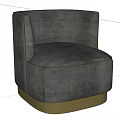 Modern Gray Fabric Single Sofa With Golden Round Base Design 3d model