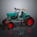 Vintage Green Farm Utility Tractor With Red Wheels Open Seat And Canopy