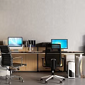 Office Desk Computer Desk File Cabinet Folder Water Dispenser Copier 3d model