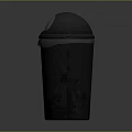 Black Modern Trash Can With Round Lid And Silver Rim Design