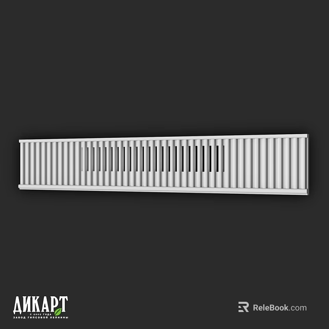 Metallic Silver Long Grille Component Featuring Vertical Slats And Modern Design 3d model 