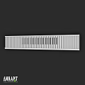 Metallic Silver Long Grille Component Featuring Vertical Slats And Modern Design