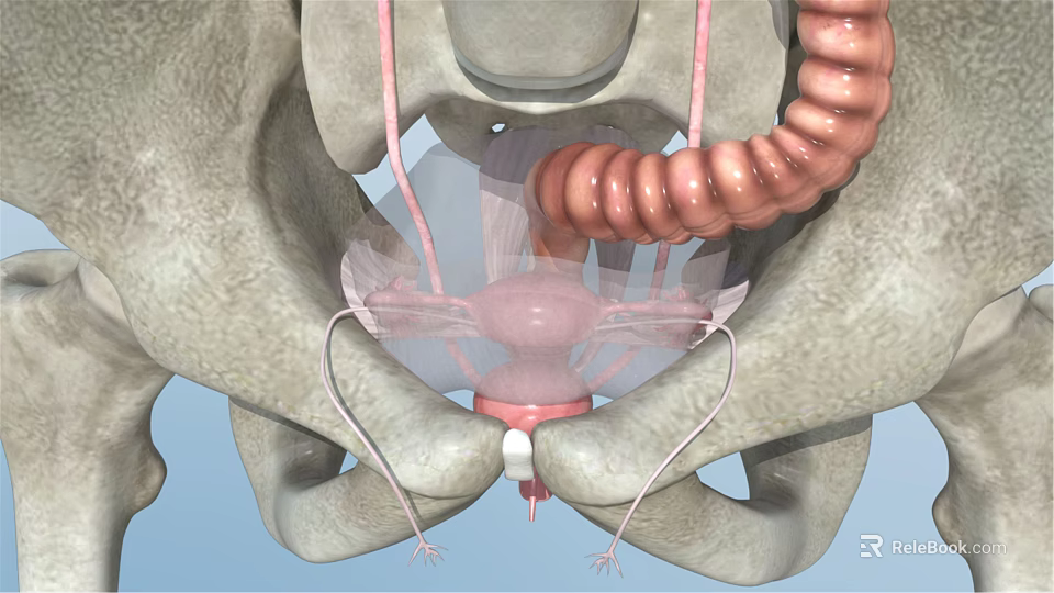 Pelvic Organs 3D Medical Anatomy Illustration Showing Bladder Rectum And Ligaments 3d model 