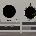 Modern Round Backlit Bathroom Mirror With Vanity Towels And Natural Light