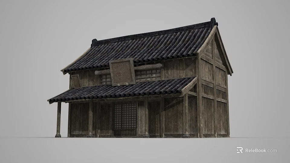Traditional Chinese Ancient Architecture Featuring Wooden Structure Black Tiled Roof And Carved Lattice Windows 3d model 