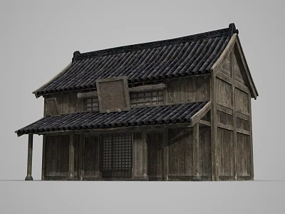Traditional Chinese Ancient Architecture Featuring Wooden Structure Black Tiled Roof And Carved Lattice Windows 3d model